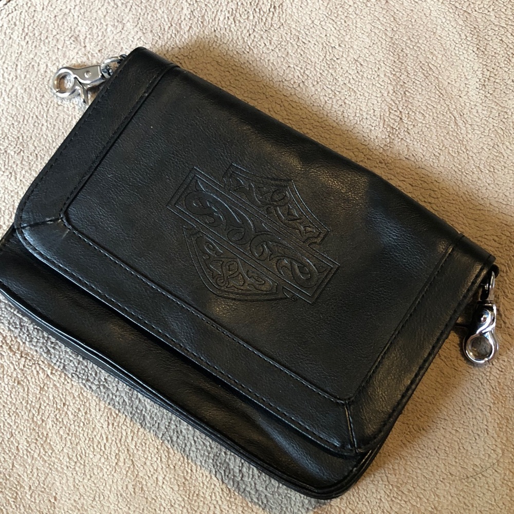 Harley-Davidson Black Leather Embossed Crossbody Wallet